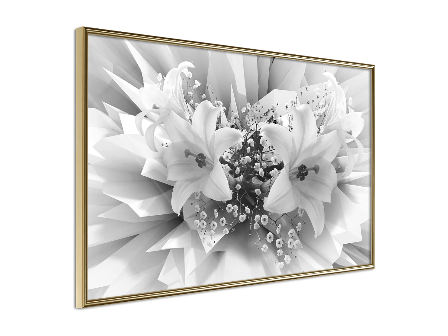 Affiche Murale Encadrée "Crystal Lillies" 45 x 30 cm Or