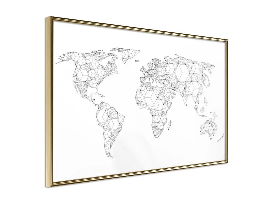 Affiche Murale Encadrée "World of Diamonds and Triangles" 60 x 40 cm Or