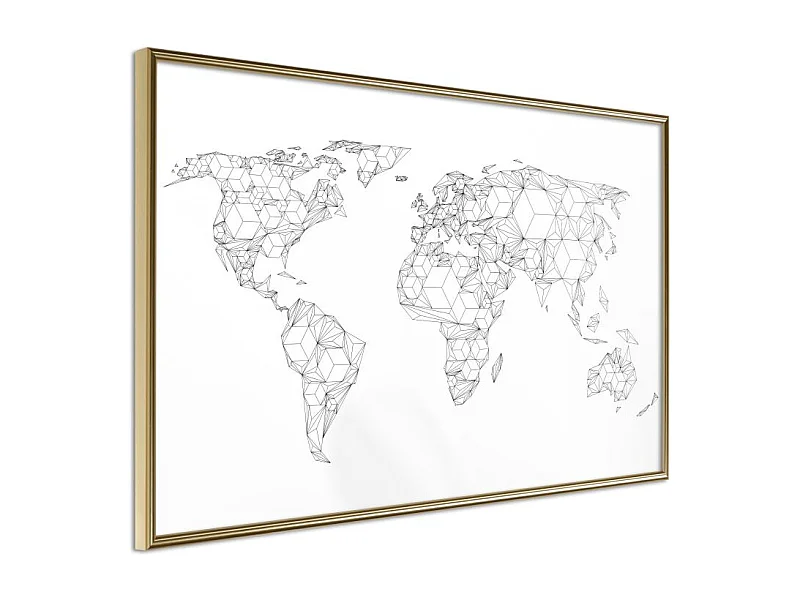 Affiche Murale Encadrée "World of Diamonds and Triangles" 60 x 40 cm Or