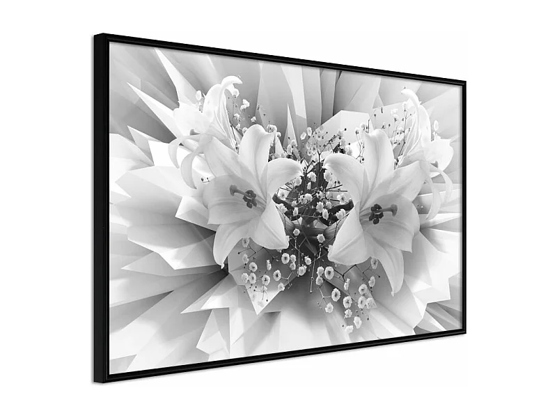 Affiche Murale Encadrée "Crystal Lillies" 90 x 60 cm Noir