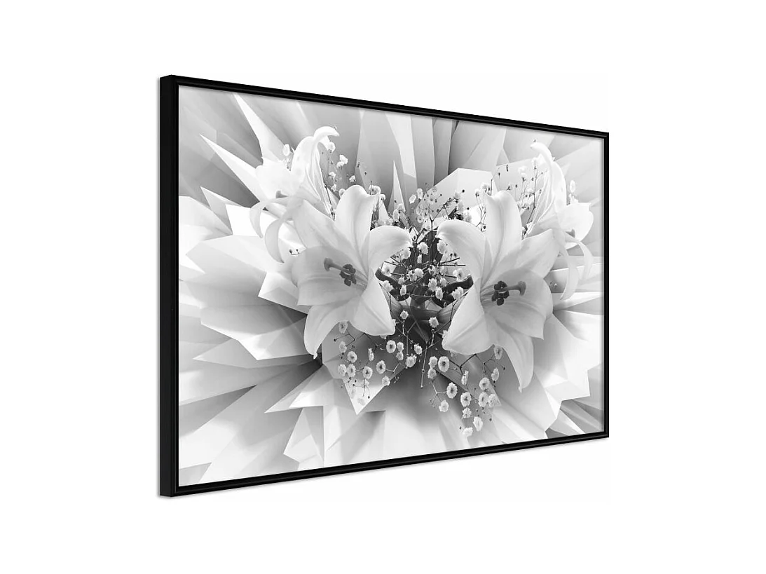Affiche Murale Encadrée "Crystal Lillies" 90 x 60 cm Noir