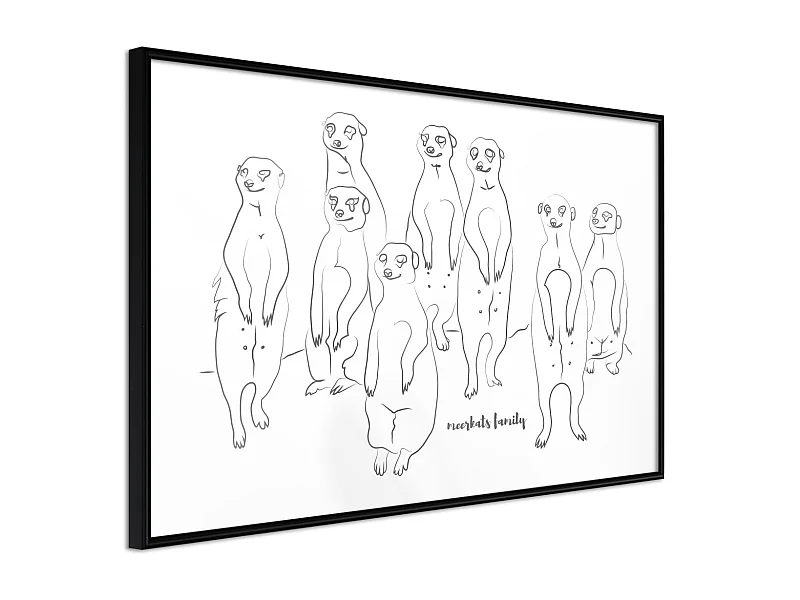 Affiche Murale Encadrée "Meerkat Lookout" 60 x 40 cm Noir
