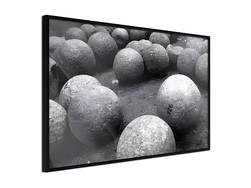 Affiche Murale Encadrée "Stone Spheres" 45 x 30 cm Noir