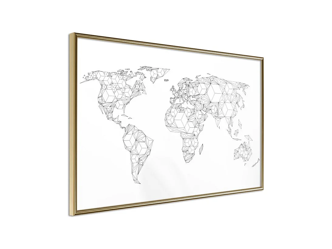 Affiche Murale Encadrée "World of Diamonds and Triangles" 45 x 30 cm Or