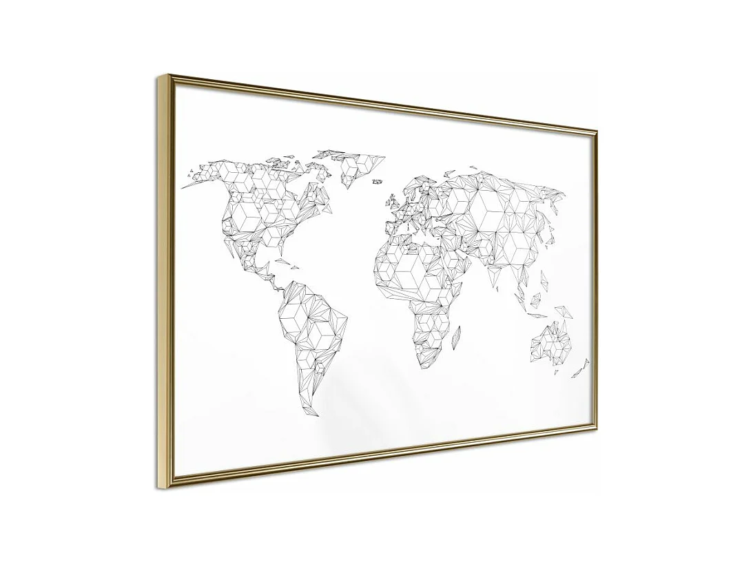 Affiche Murale Encadrée "World of Diamonds and Triangles" 90 x 60 cm Or