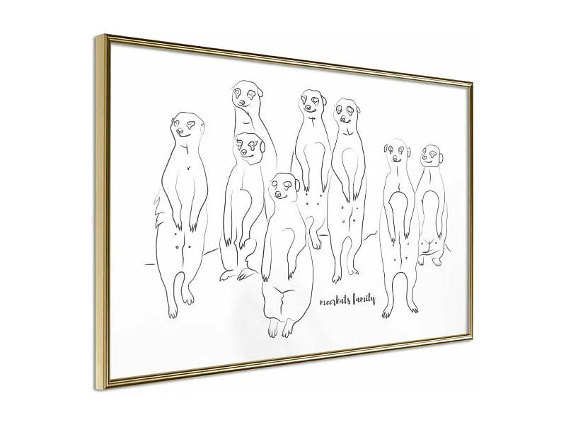 Affiche Murale Encadrée "Meerkat Lookout" 45 x 30 cm Or