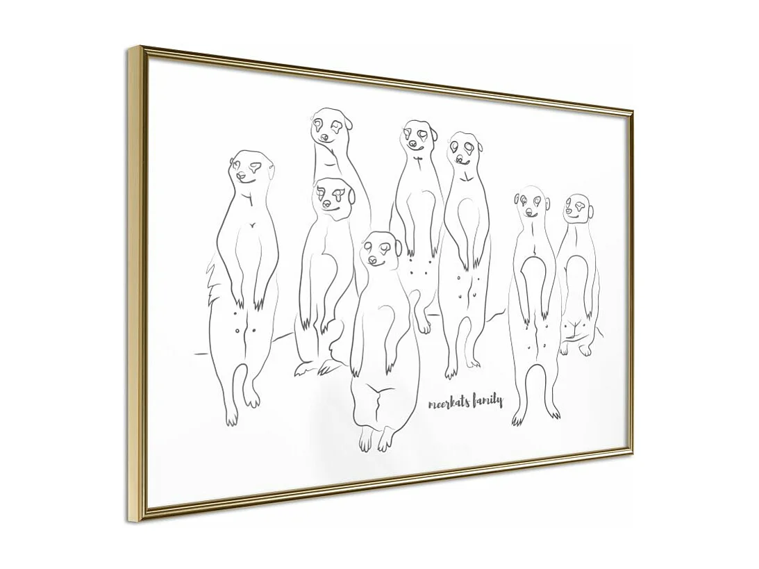 Affiche Murale Encadrée "Meerkat Lookout" 45 x 30 cm Or