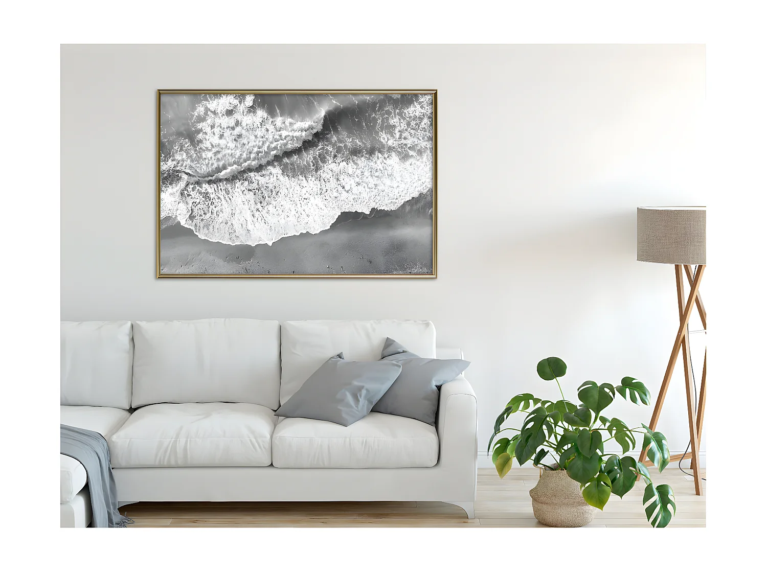 Affiche Murale Encadrée "Power of the Sea" 90 x 60 cm Or