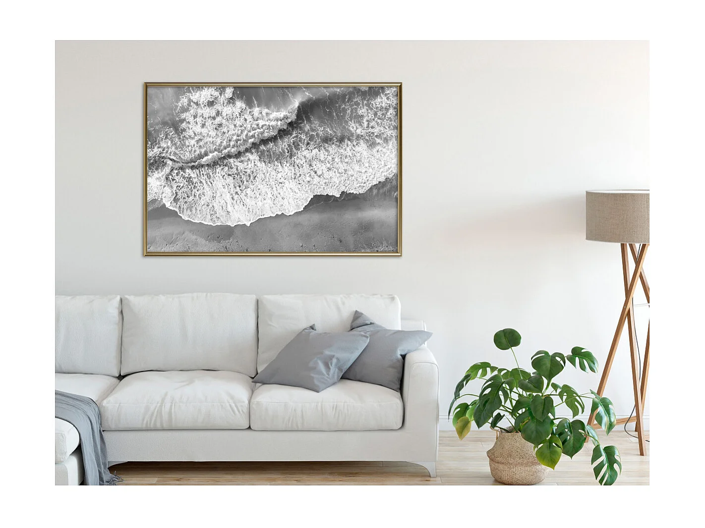 Affiche Murale Encadrée "Power of the Sea" 90 x 60 cm Or