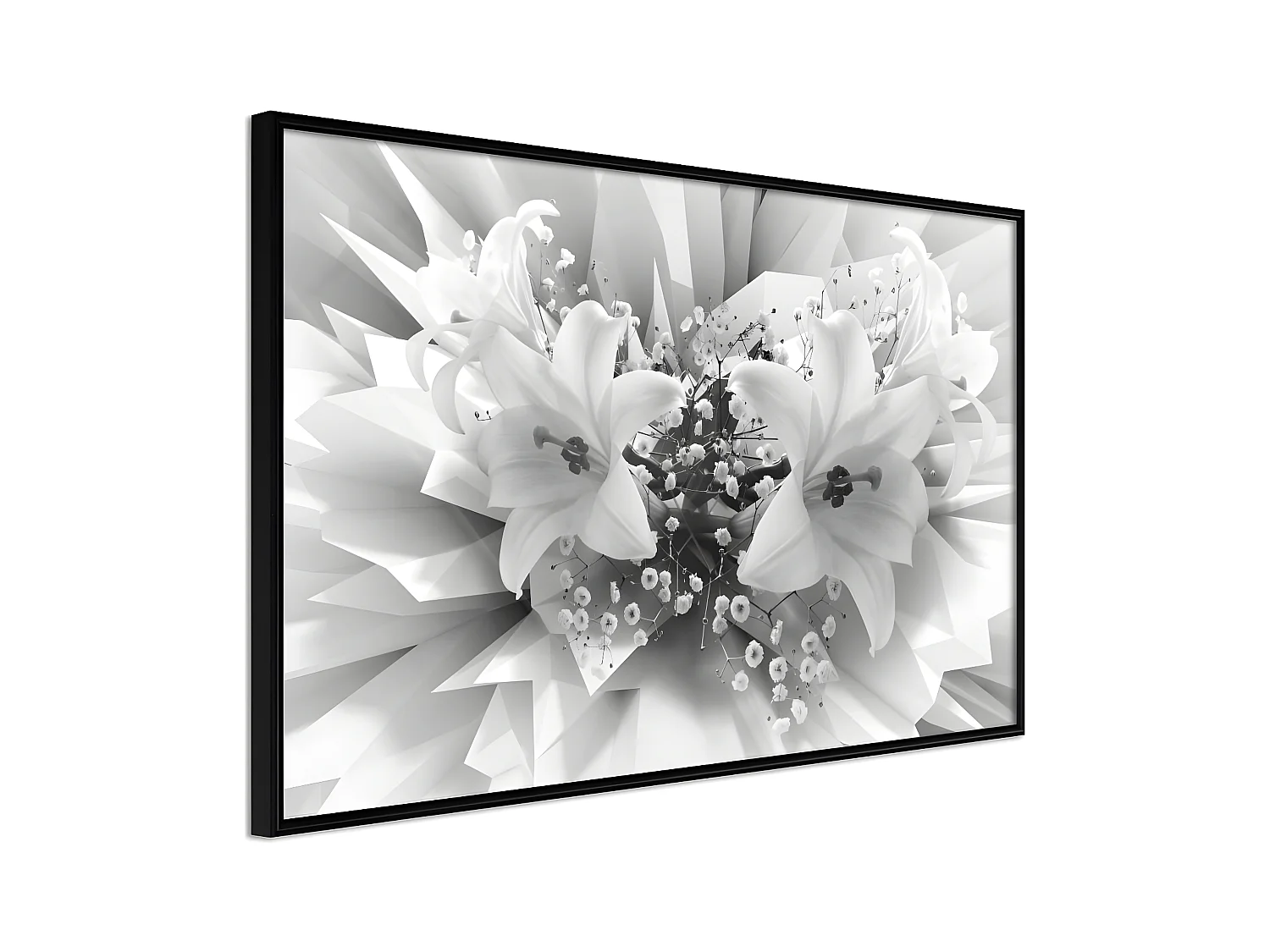 Affiche Murale Encadrée "Crystal Lillies" 30 x 20 cm Noir