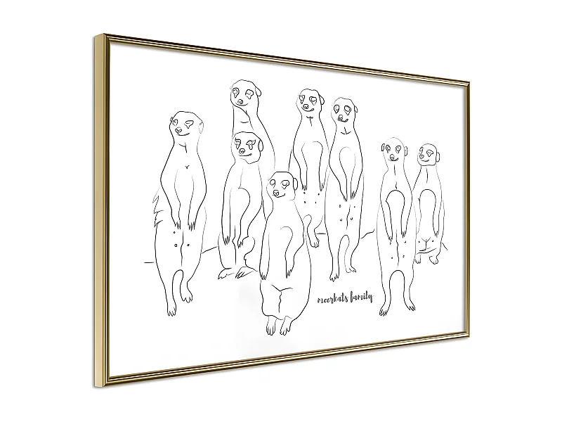 Affiche Murale Encadrée "Meerkat Lookout" 90 x 60 cm Or