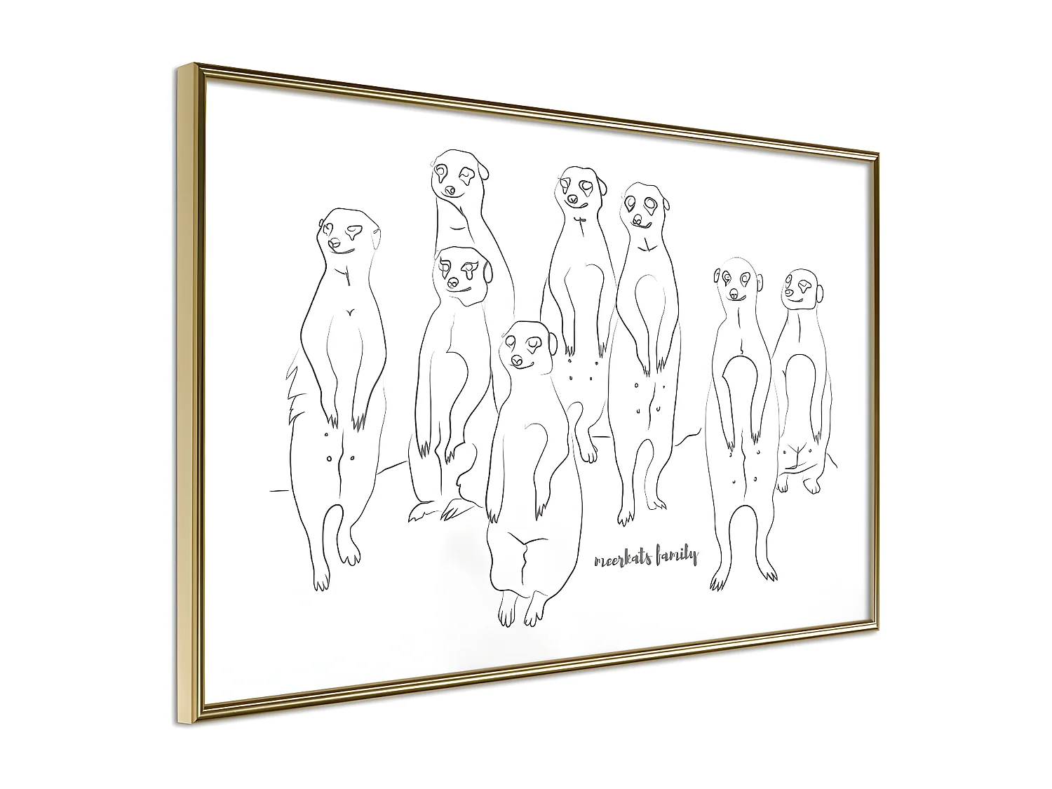 Affiche Murale Encadrée "Meerkat Lookout" 90 x 60 cm Or