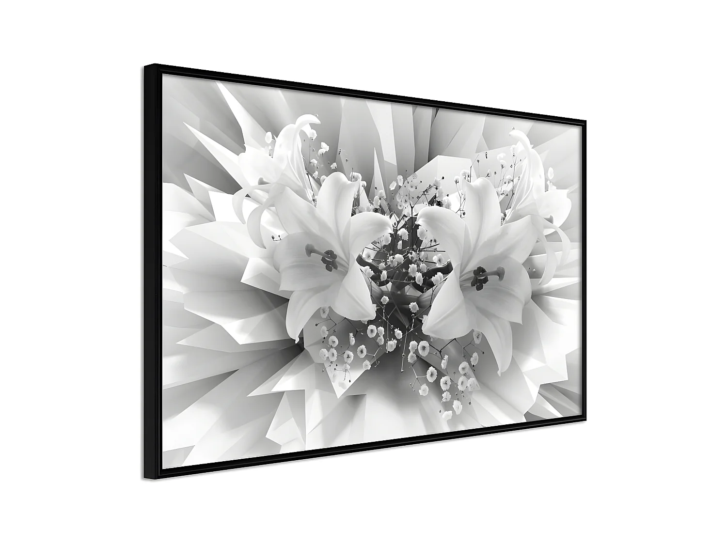 Affiche Murale Encadrée "Crystal Lillies" 60 x 40 cm Noir