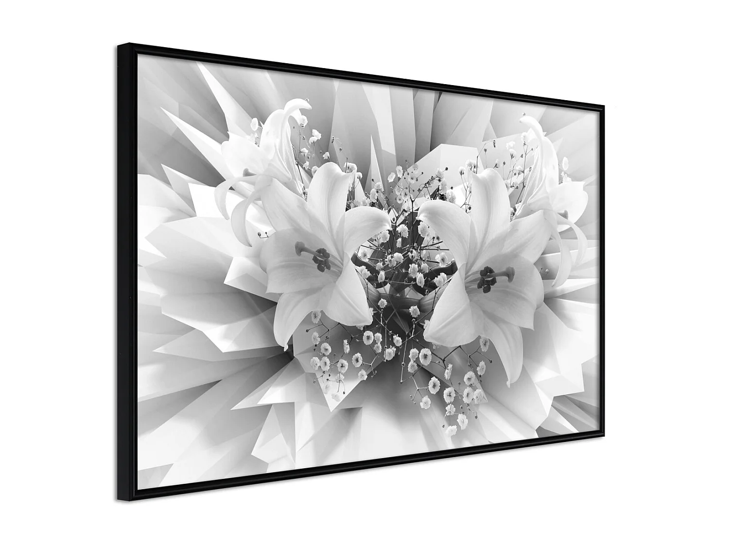 Affiche Murale Encadrée "Crystal Lillies" 60 x 40 cm Noir
