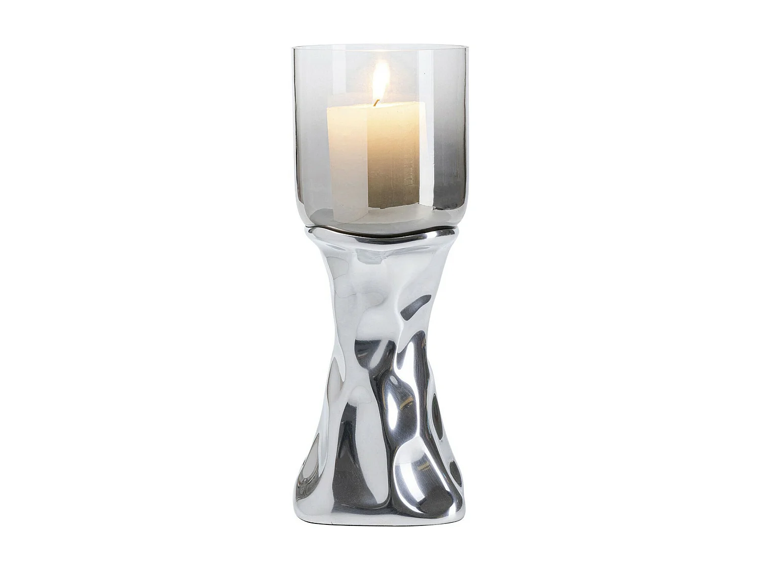 Portacandele Jade argento 33cm