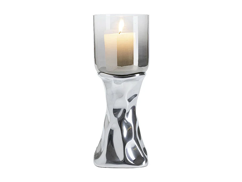 Portacandele Jade argento 33cm