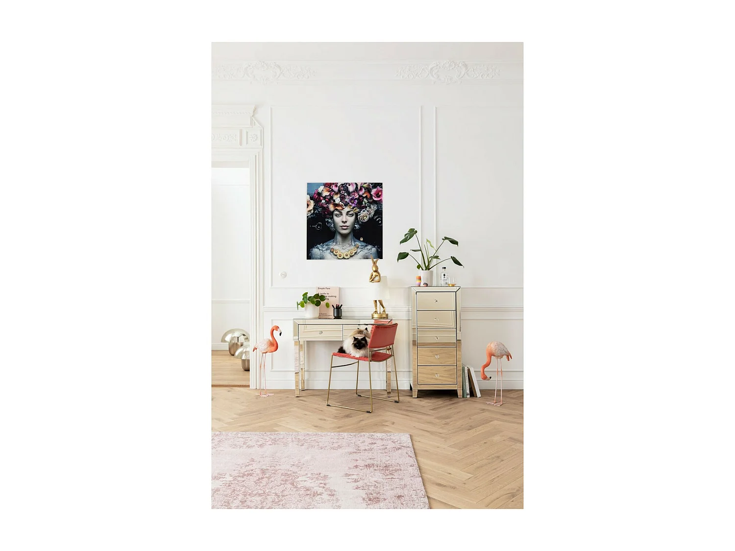 Quadro in vetro Flower Art Lady 80x80cm