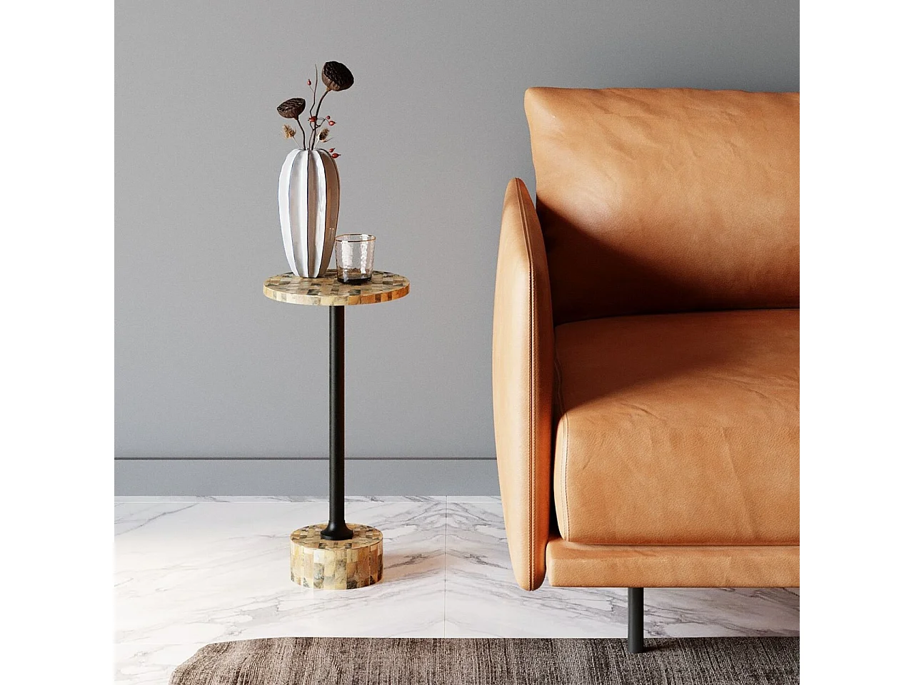 Table d appoint Domero Mosaic gris Ø25cm