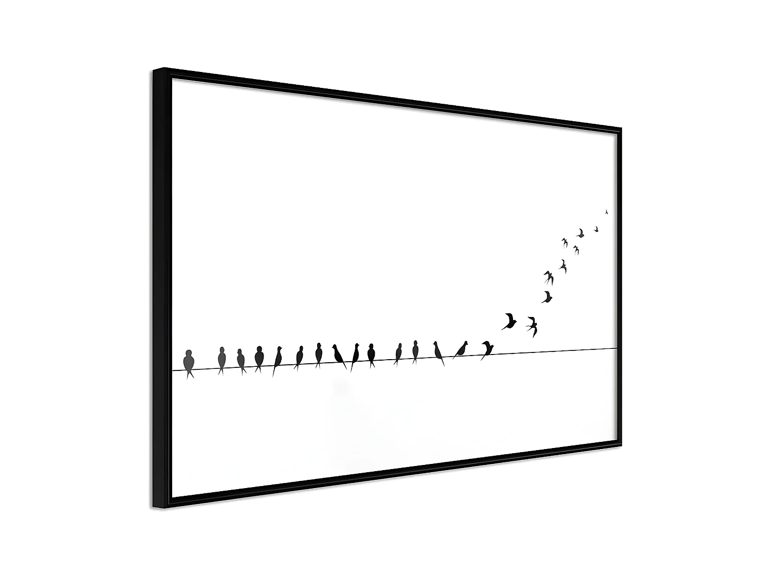 Affiche Murale Encadrée "Birds on a Wire" 30 x 20 cm Noir