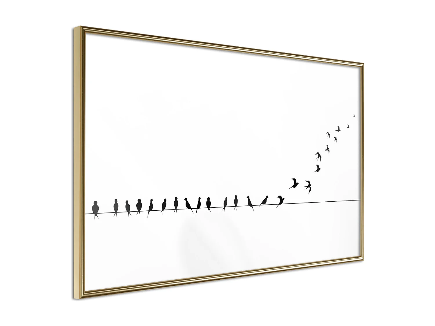 Affiche Murale Encadrée "Birds on a Wire" 60 x 40 cm Or