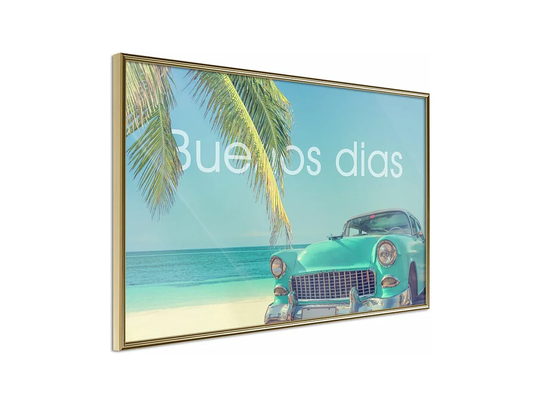 Affiche Murale Encadrée "Welcome to Paradise" 90 x 60 cm Or