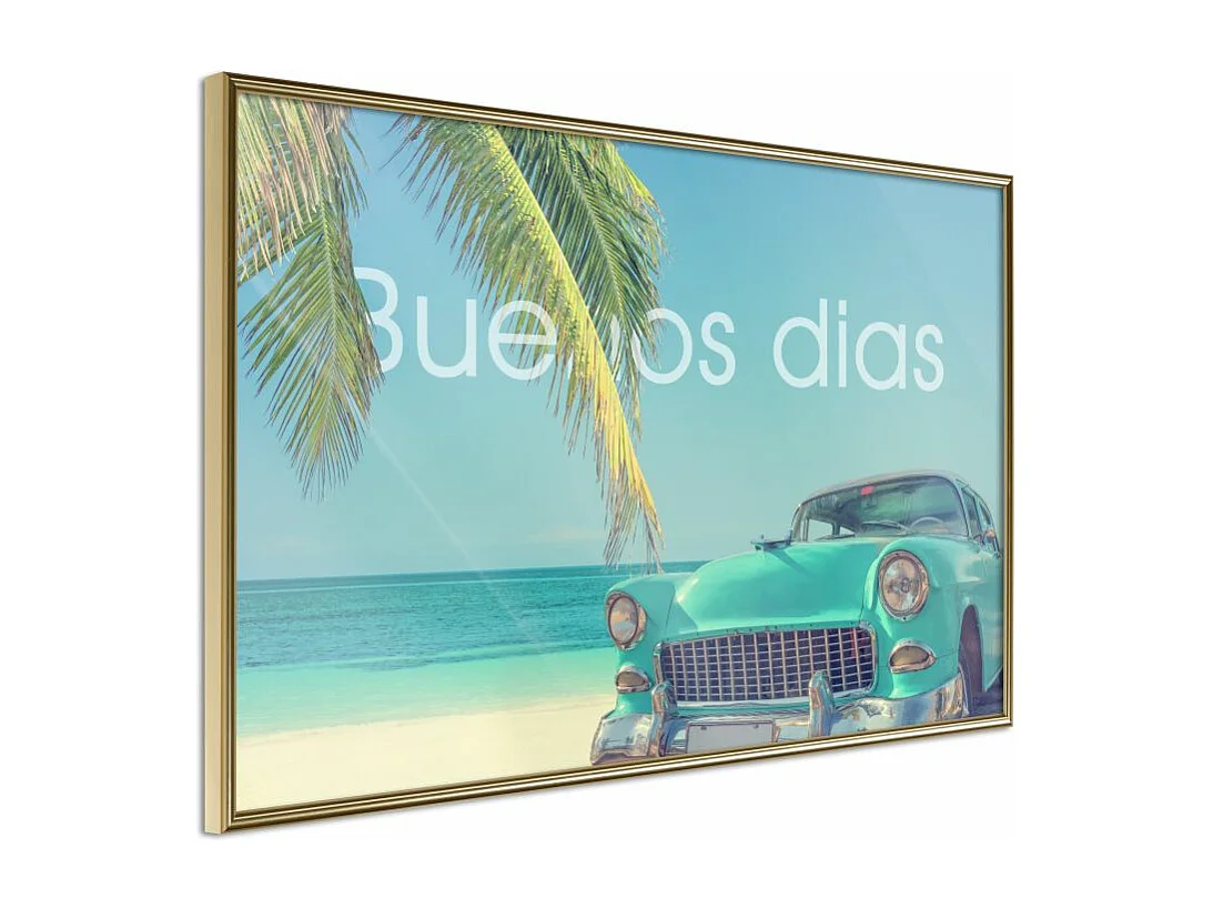 Affiche Murale Encadrée "Welcome to Paradise" 90 x 60 cm Or