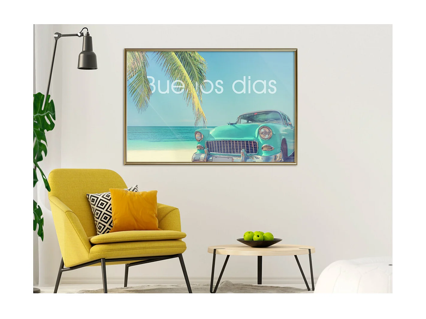 Affiche Murale Encadrée "Welcome to Paradise" 90 x 60 cm Or