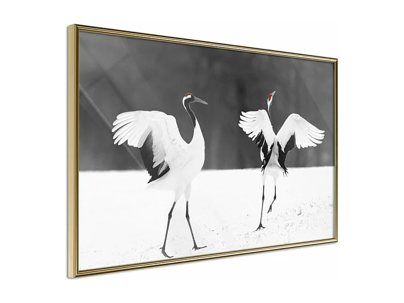 Affiche Murale Encadrée "Bird Date" 45 x 30 cm Or