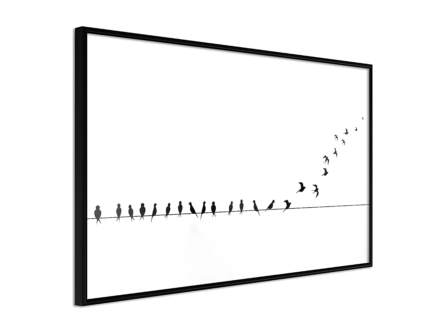 Affiche Murale Encadrée "Birds on a Wire" 45 x 30 cm Noir