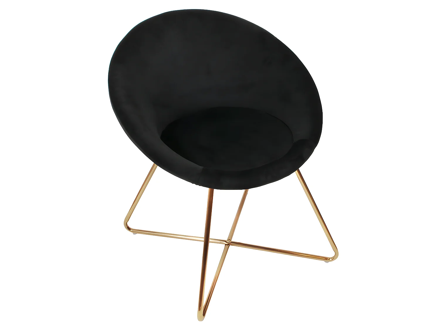 KAENA - Fauteuil Velours Noir et Piétement Doré