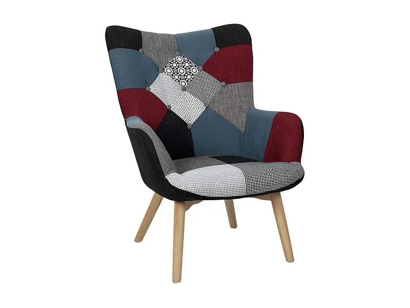 FEDERICA - Fauteuil Patchwork Motifs Colorés
