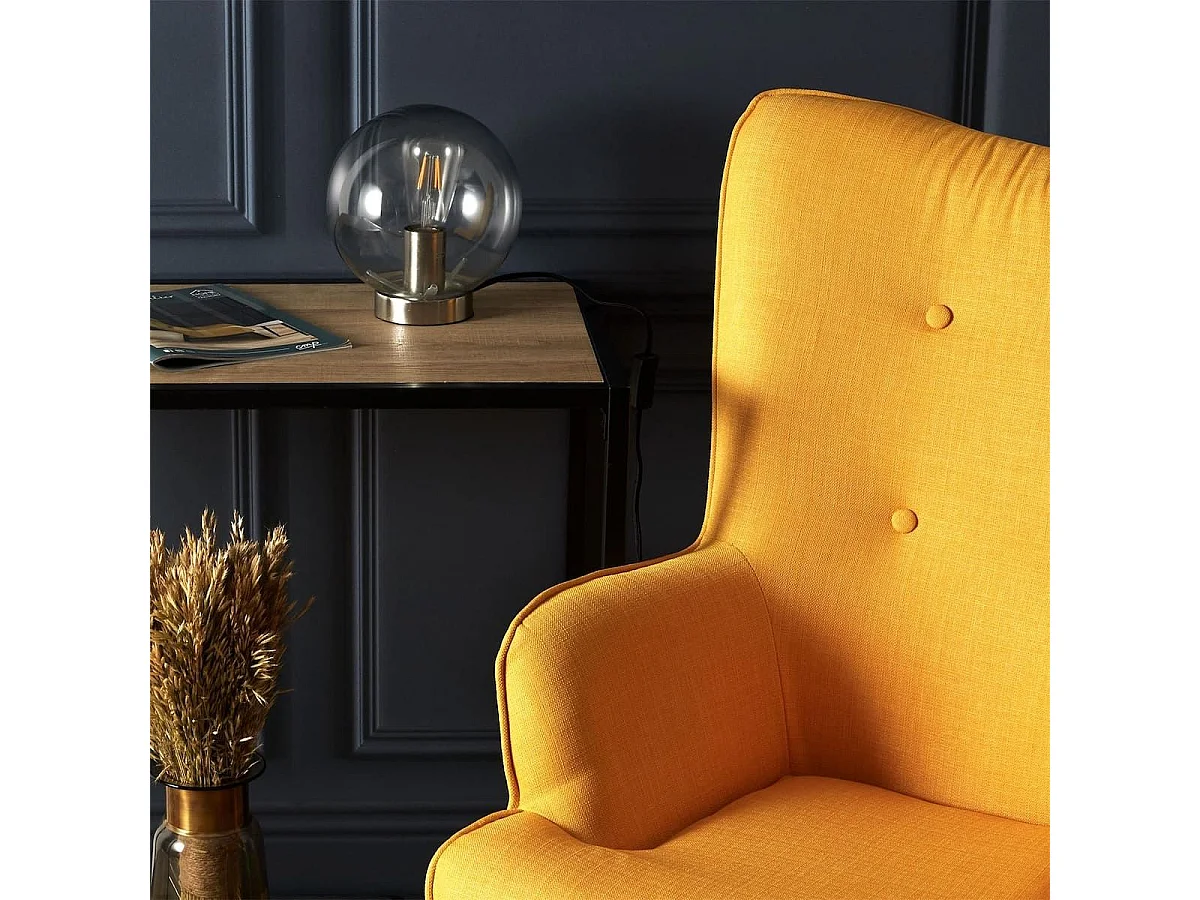 HAYNA - Fauteuil Jaune et Piétement Naturel