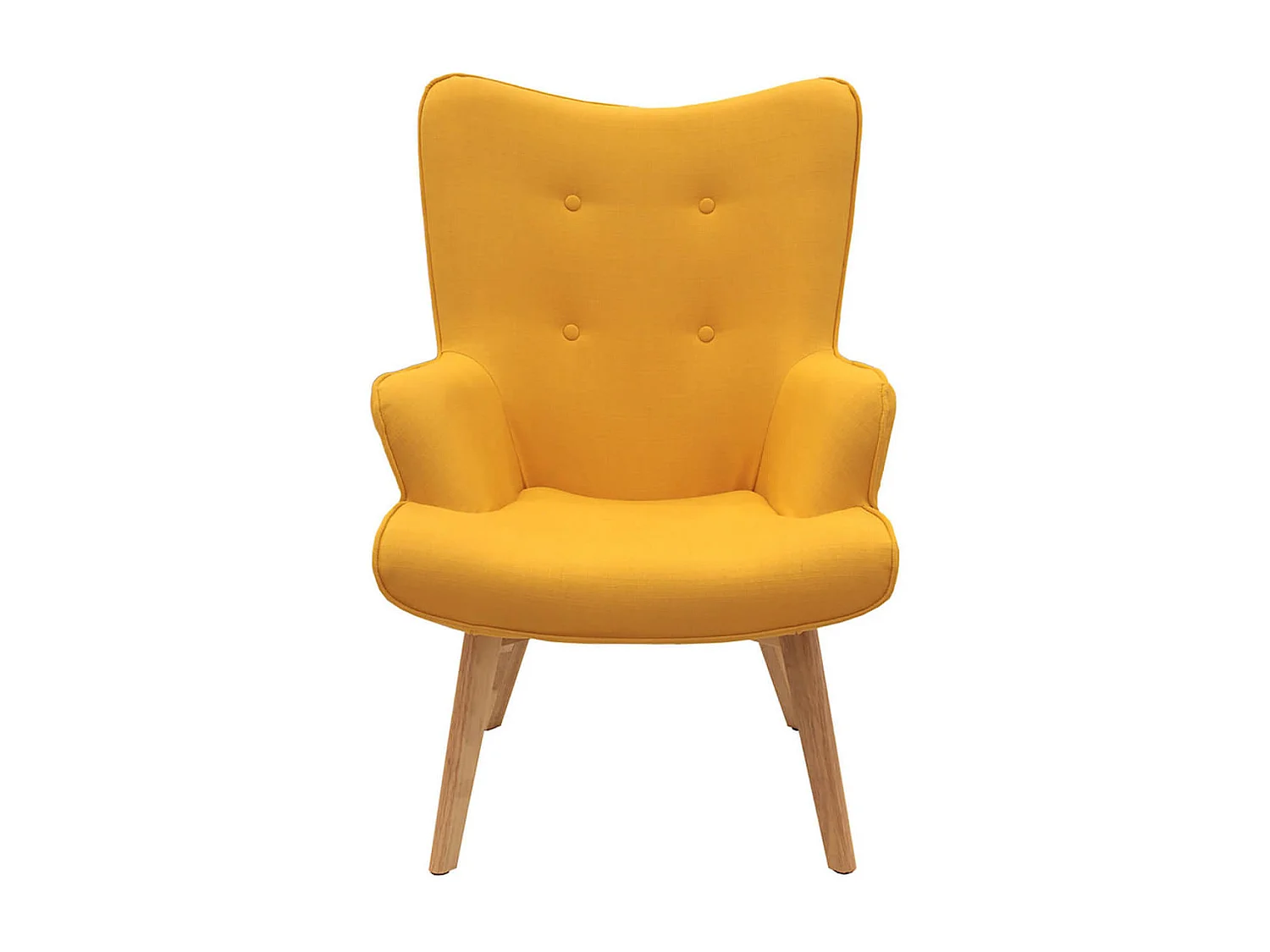 HAYNA - Fauteuil Jaune et Piétement Naturel