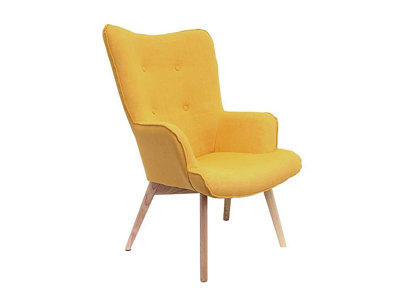 HAYNA - Fauteuil Jaune et Piétement Naturel