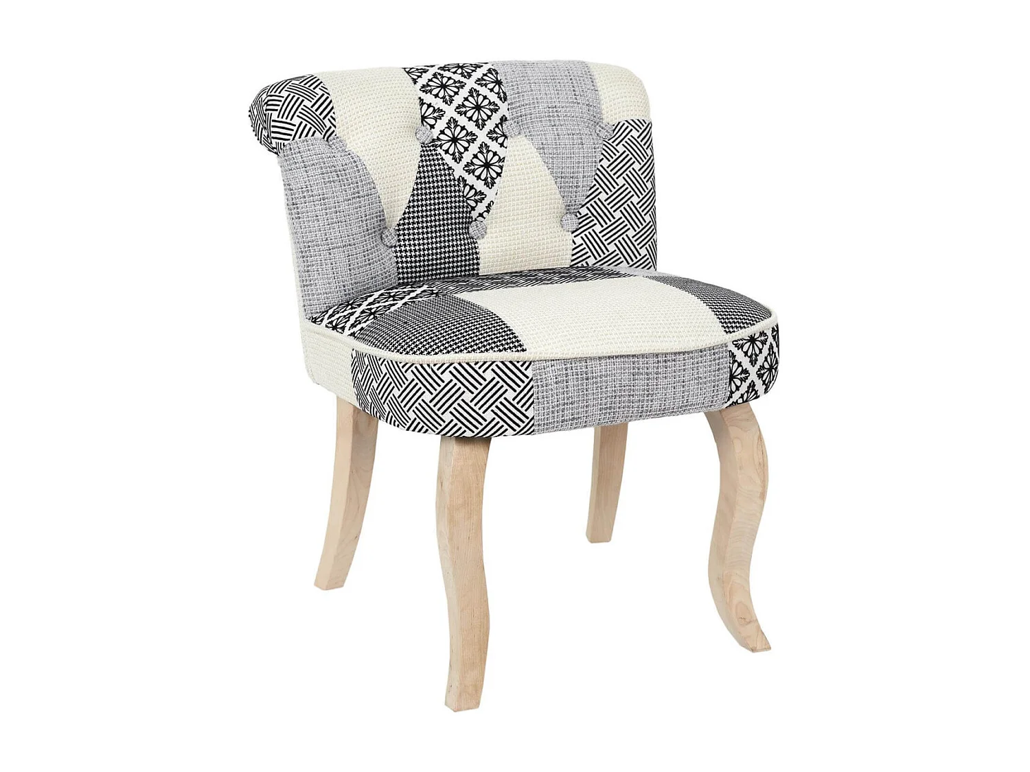 GIADA - Fauteuil Baroque Patchwork Motifs Grisés