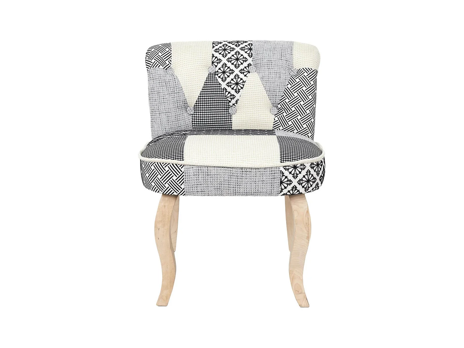 GIADA - Fauteuil Baroque Patchwork Motifs Grisés