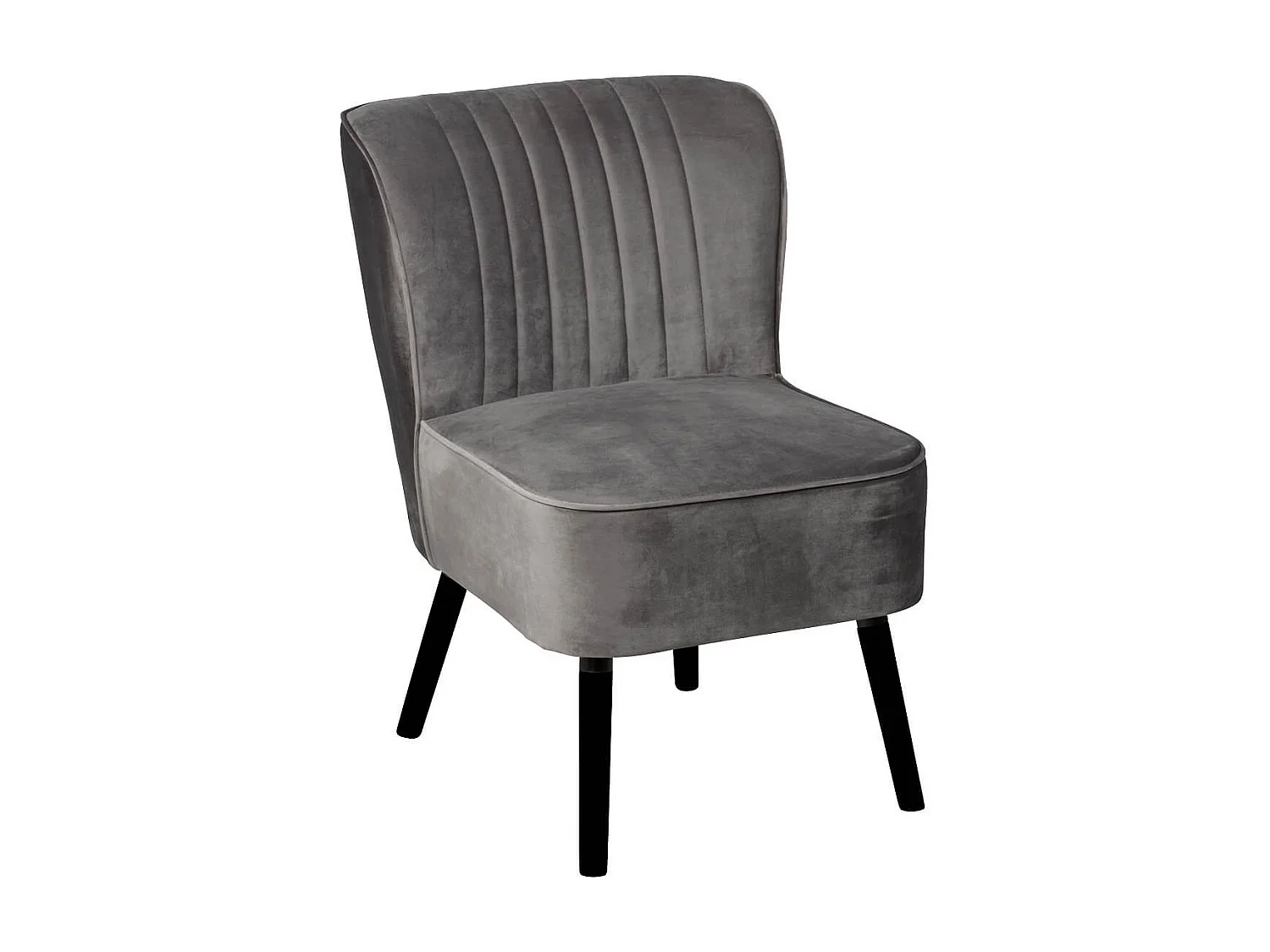 MATILA - Fauteuil Gris Piètement Laqué Noir