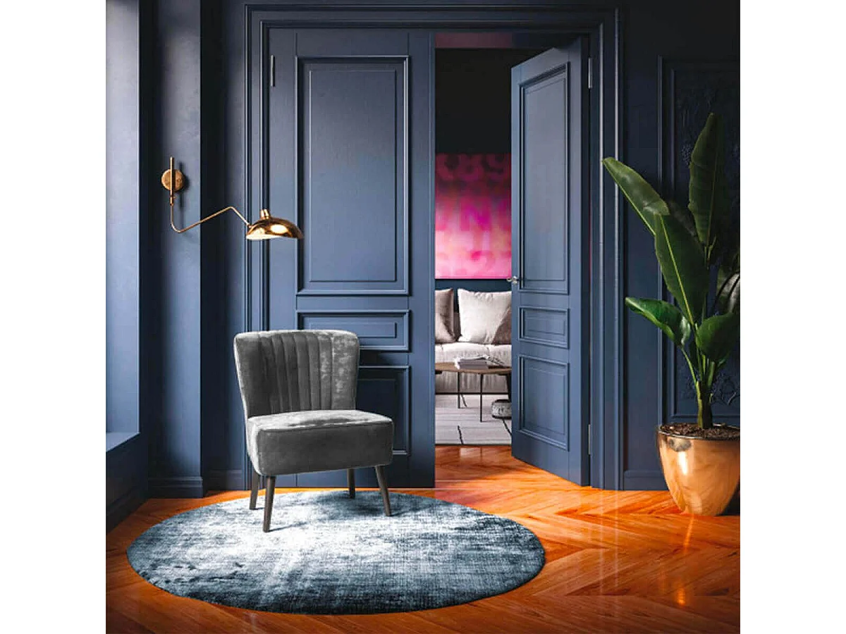 MATILA - Fauteuil Gris Piètement Laqué Noir