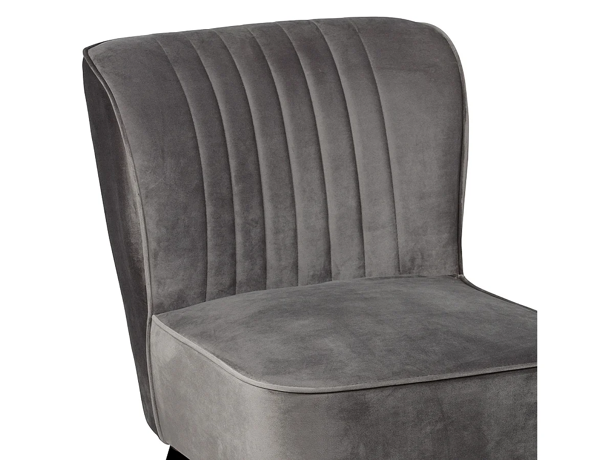 MATILA - Fauteuil Gris Piètement Laqué Noir