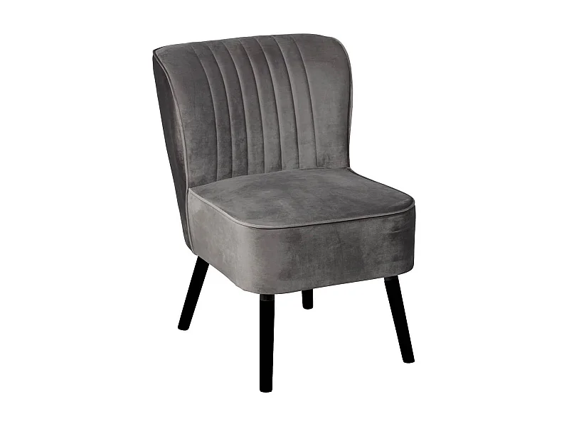 MATILA - Fauteuil Gris Piètement Laqué Noir