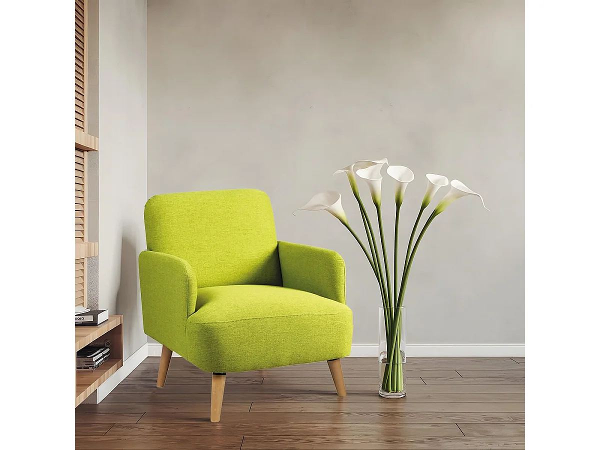 TEODORE - Fauteuil Rembourré Tissu Vert