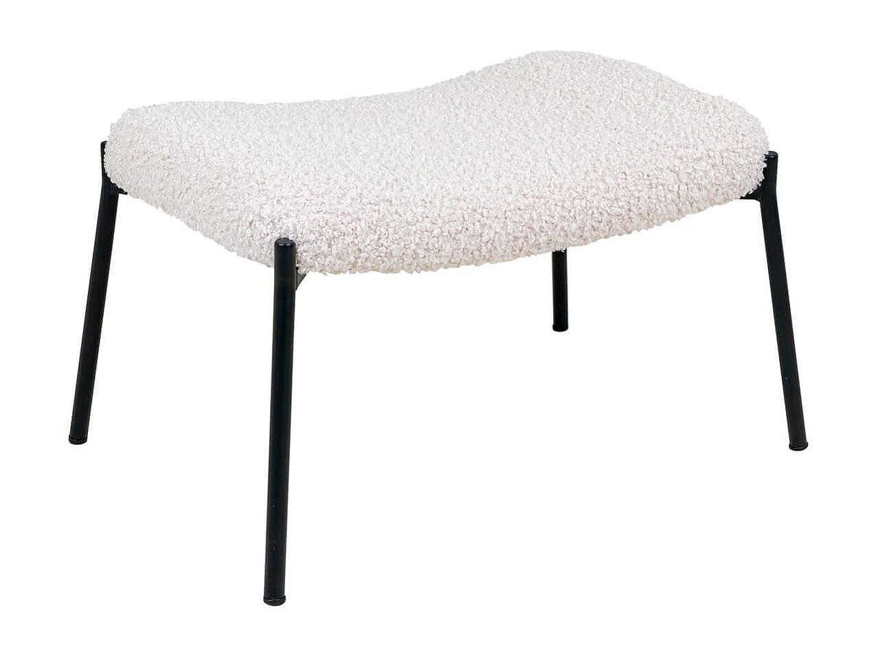 FINTRY - Repose-Pieds Imitation Laine et Piétement Acier Noir