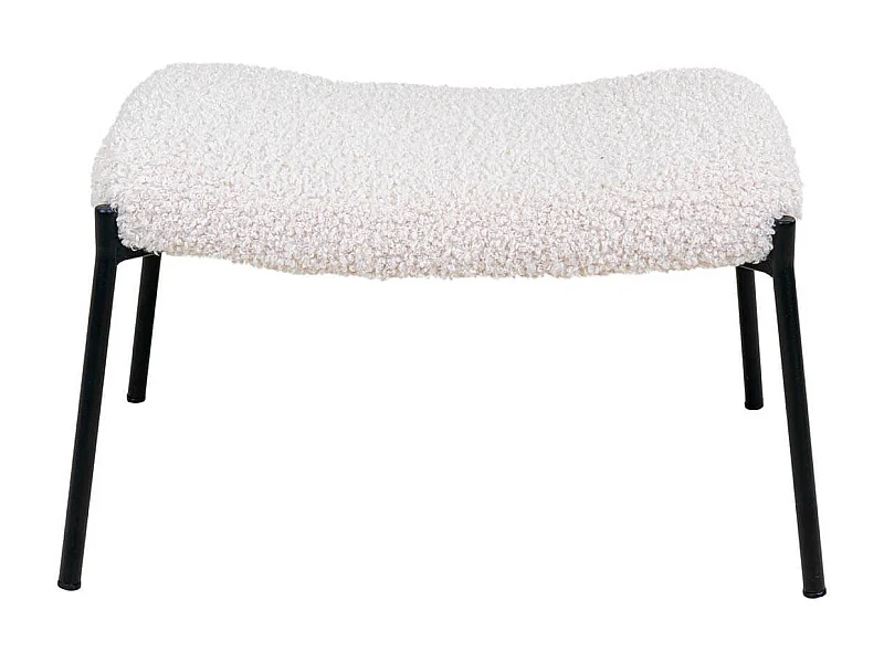 FINTRY - Repose-Pieds Imitation Laine et Piétement Acier Noir