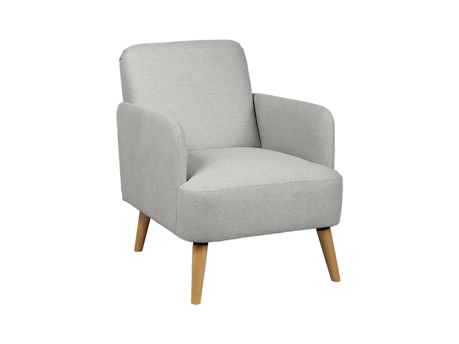 TEODORE - Fauteuil Rembourré Tissu Gris Clair