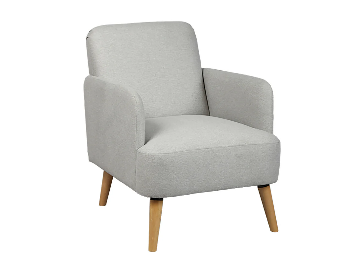 TEODORE - Fauteuil Rembourré Tissu Gris Clair