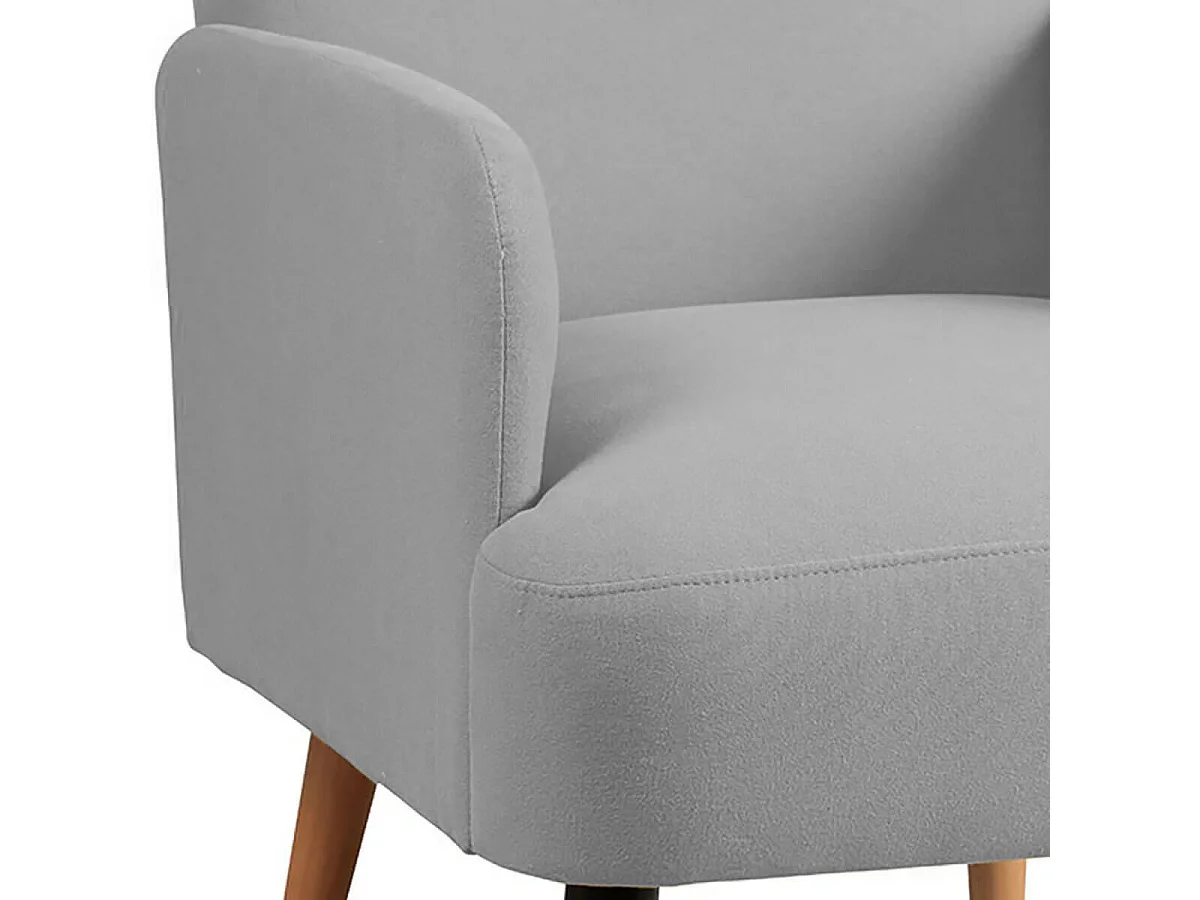 TEODORE - Fauteuil Rembourré Tissu Gris Clair
