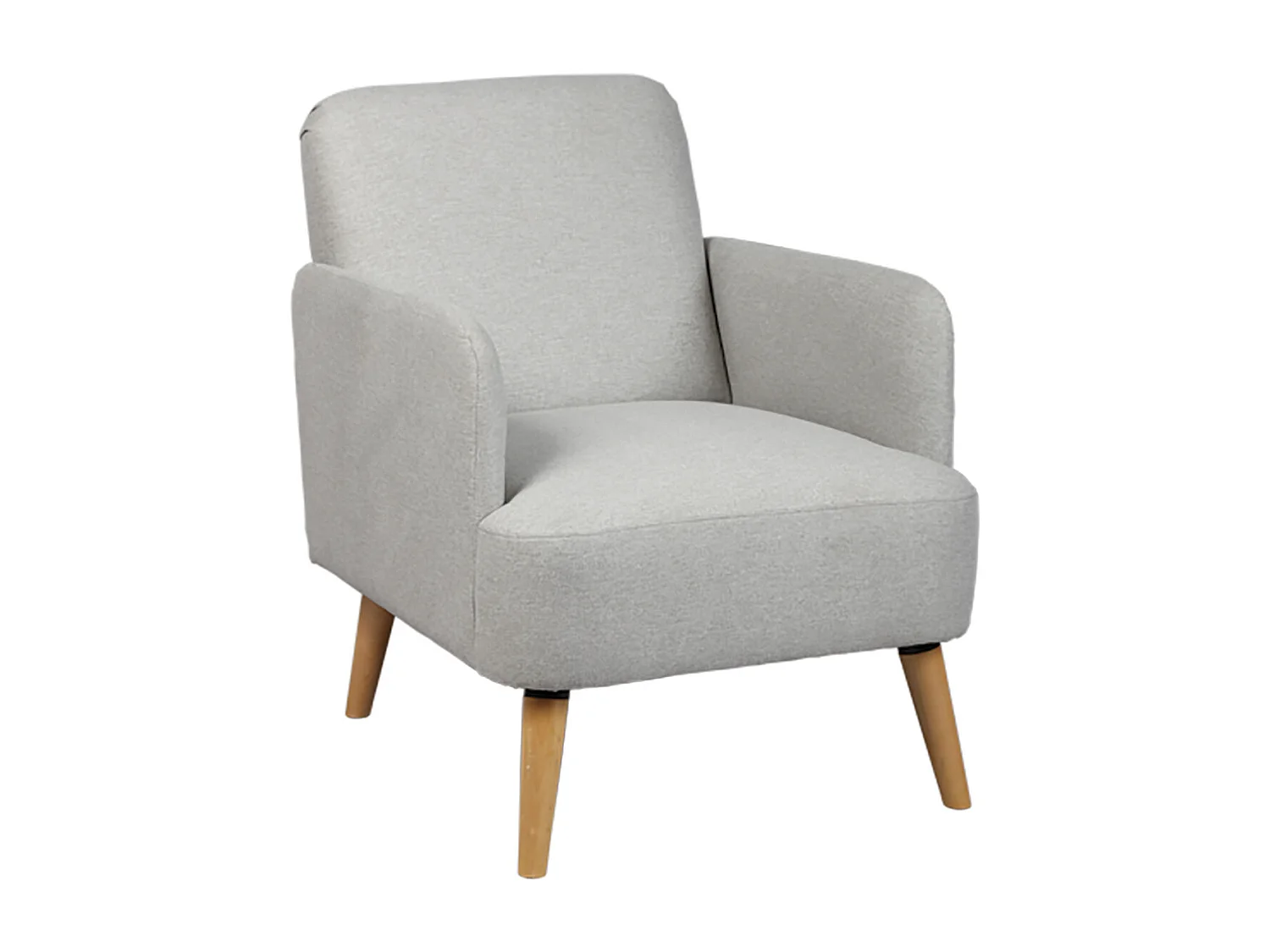 TEODORE - Fauteuil Rembourré Tissu Gris Clair