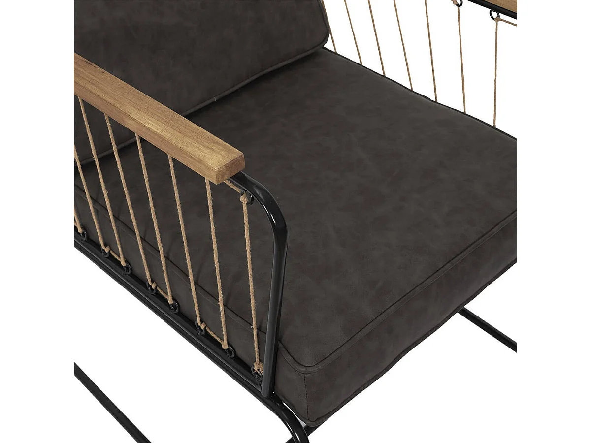 LUCAS - Fauteuil Simili Cuir Marron Foncé