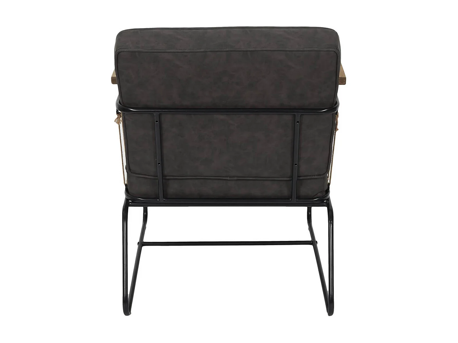 LUCAS - Fauteuil Simili Cuir Marron Foncé