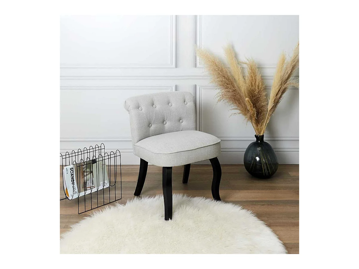 NORA - Fauteuil Avec Dossier Capitonné Coloris Gris Clair